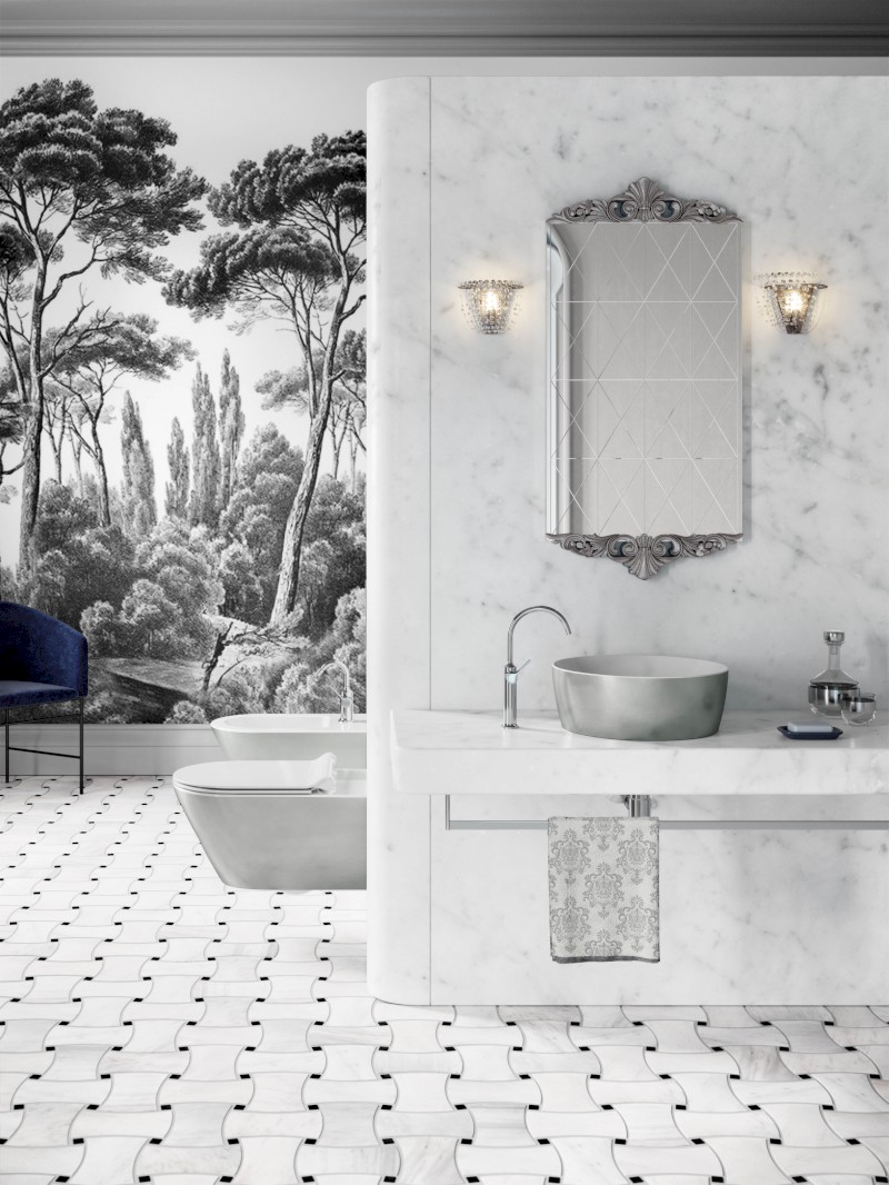 KUBE X bidet závěsný 36x55cm, bílá/stříbrná 9465155