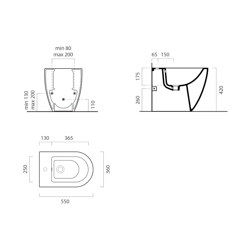 ALTACERAMICA bidet stojící, 36x55cm, mramor/bílá mat AC20435