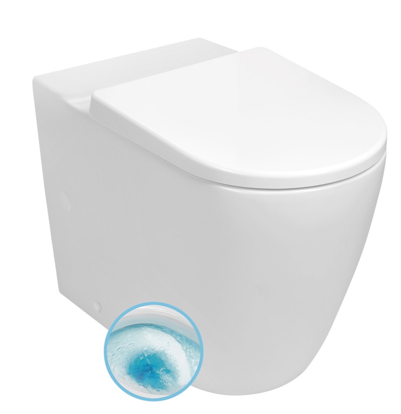 TURKU WC kombi mísa, Vortex Rimless, zvýšený sedák 64x38cm, spodní/zadní odpad, bílá PC104-111