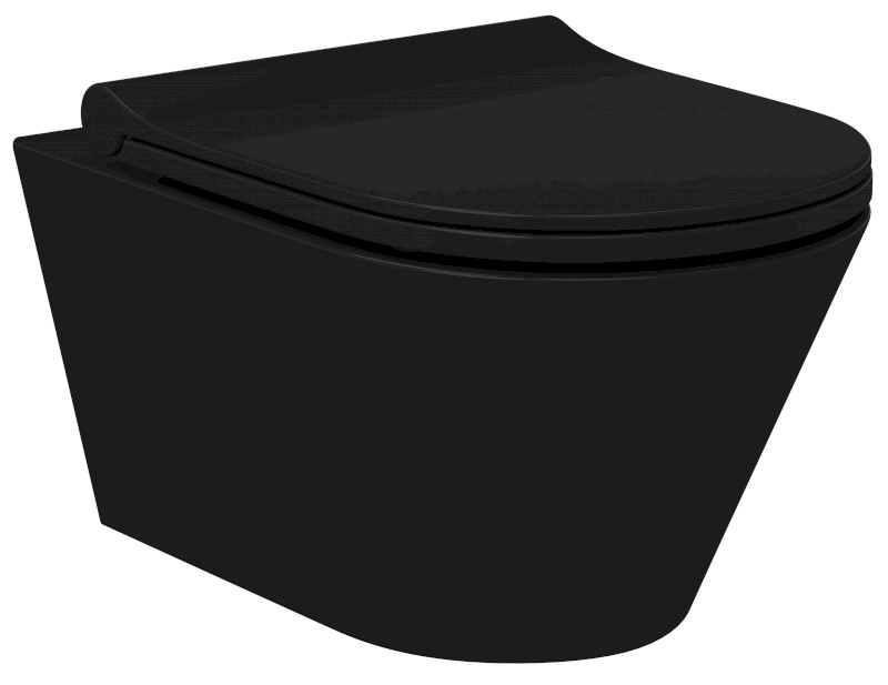 AVVA CLEANWASH závěsná WC mísa, s bidetovou sprškou, Rimless, 35,5x53cm, černá mat 100312-110