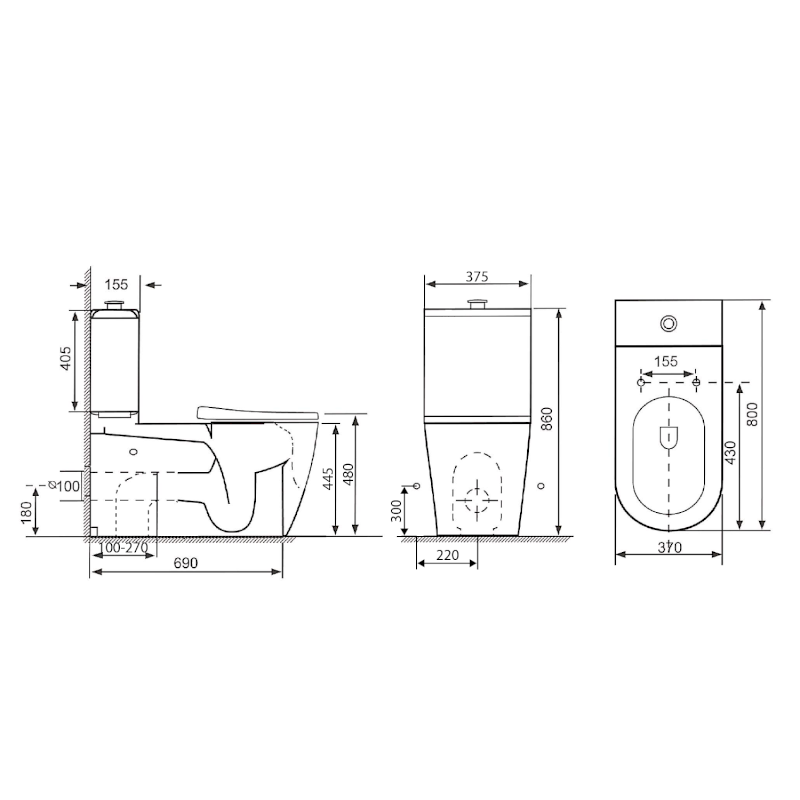MEDIC WC kombi, zvýšený sedák, Rimless, 37x80 cm, spodní/zadní odpad, bílá MC102-111