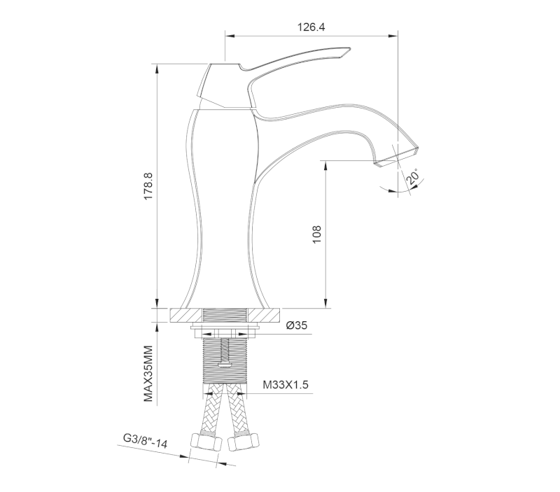 DREAMART stojánková umyvadlová baterie, chrom DA002