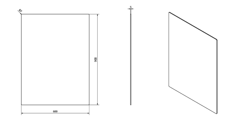 PLAIN zrcadlo s broušenou hranou 60x90cm, zakulacené rohy, CU free 1501-28