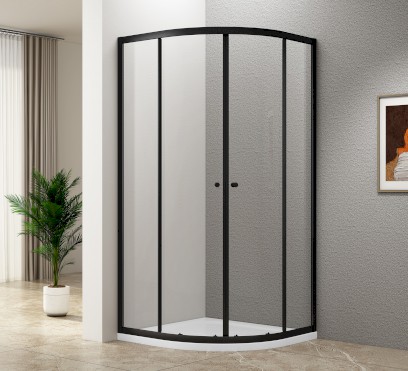 ARLETA BLACK čtvrtkruhová sprchová zástěna 800x800mm, čiré sklo BLS800