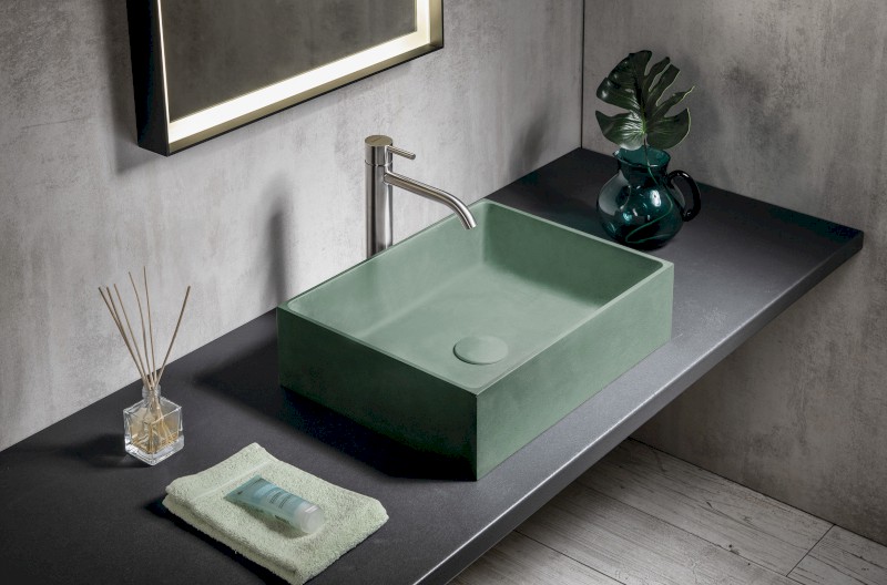 FORMIGO betonové umyvadlo na desku, 47,5x36,5cm, zelená mat FG123