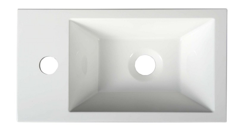 AMAROK umývátko, litý mramor, 40x22cm, baterie vlevo, bílá AR400
