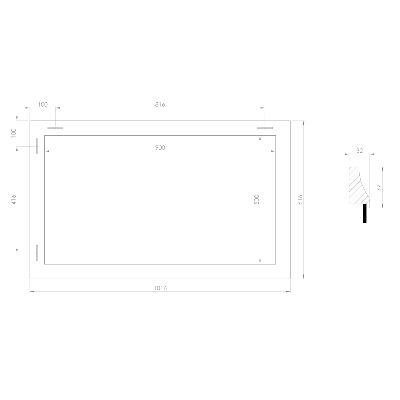 AMBIENTE zrcadlo v dřevěném rámu 62x102cm, starobílá NL706