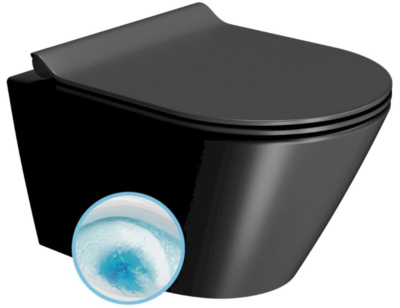 KUBE X závěsná WC mísa, GeniusFlush, 36x50cm, černá dual-mat 941226