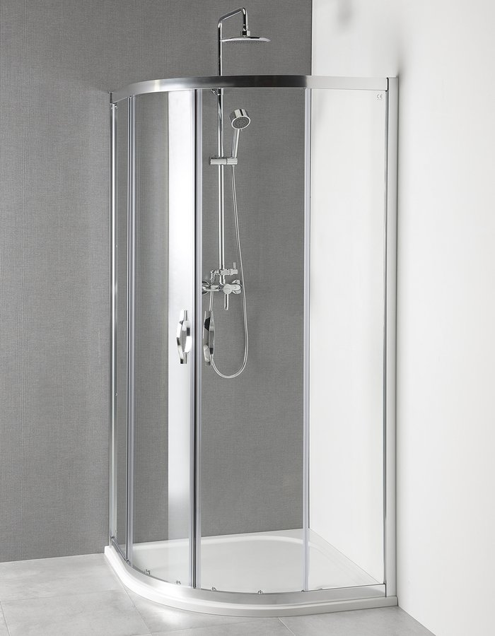AKCE čtvrtkruhová sprchová zástěna 900x900x1900mm, čiré sklo AG4290