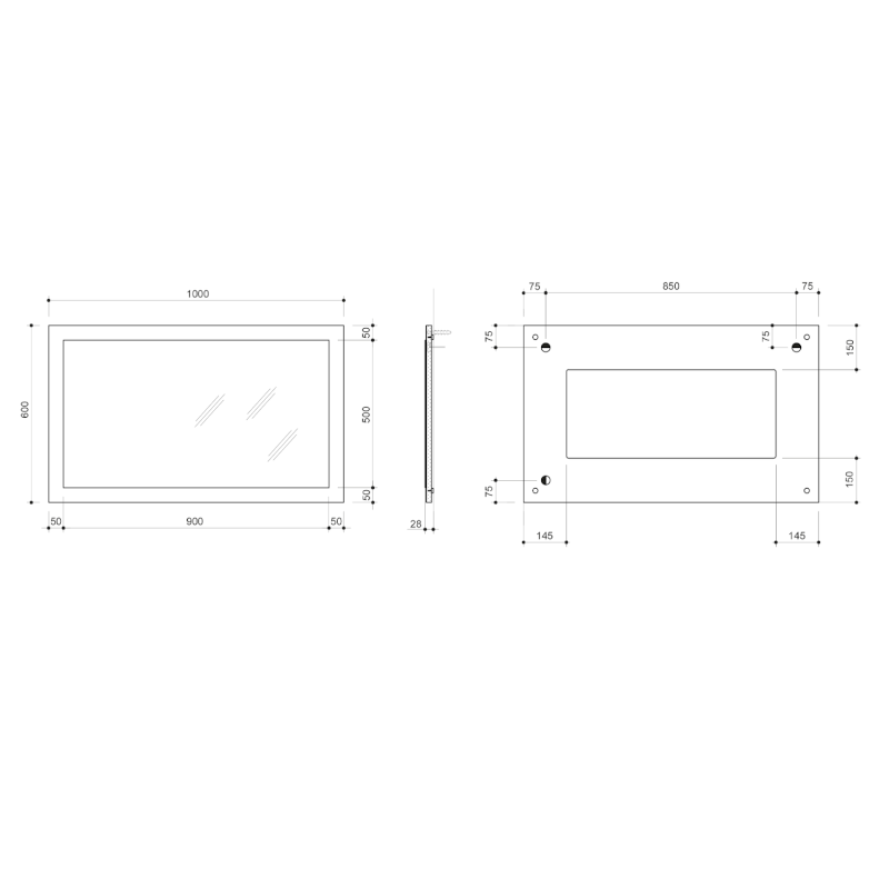 NIROX zrcadlo v rámu 100x60cm, dub stříbrný NX106-1111