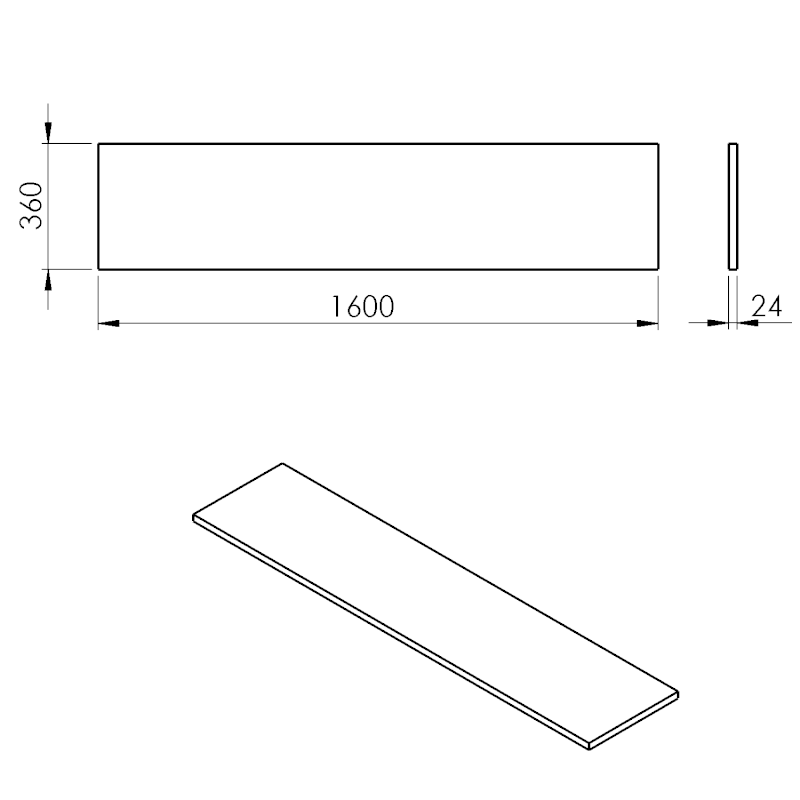 PLATO deska Rockstone 1600x24x360mm, bílá mat PL166-0101