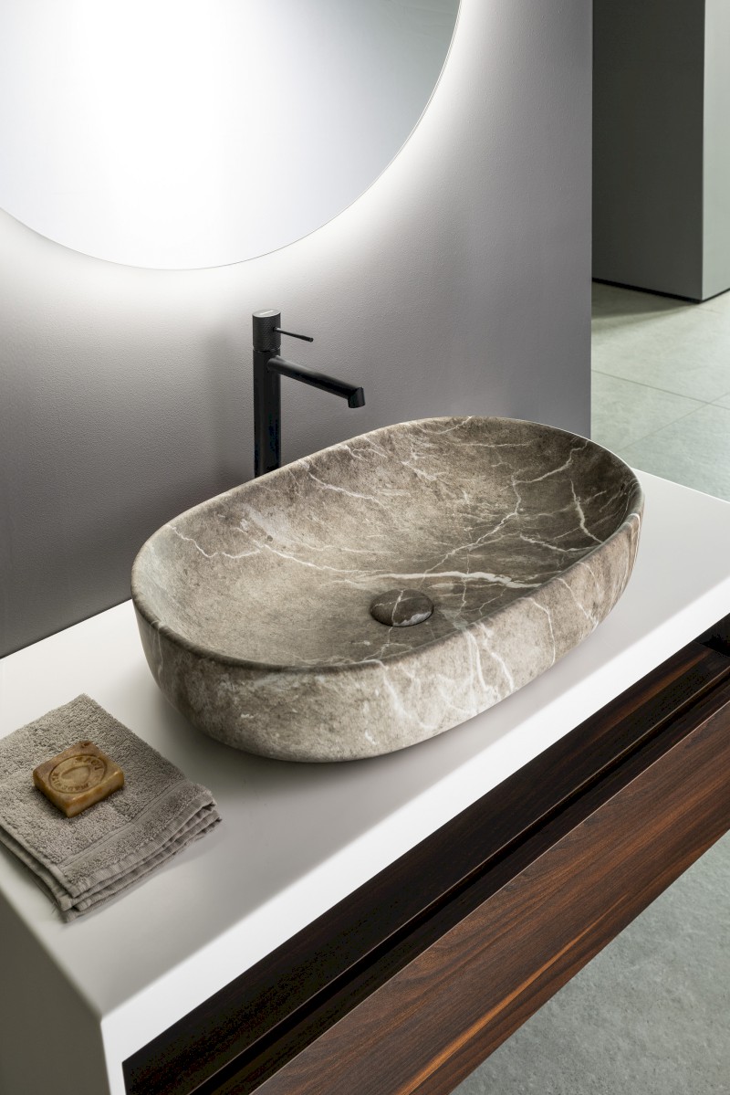 CALEO keramické umyvadlo na desku, 60x42cm, breccia mramor CA590BM