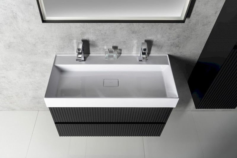 GODIVA dvojumyvadlo, litý mramor, 96x44cm, bílá GU096-2