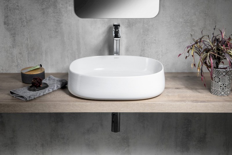 JUMPER keramické umyvadlo na desku, 50x40cm, bílá WH071