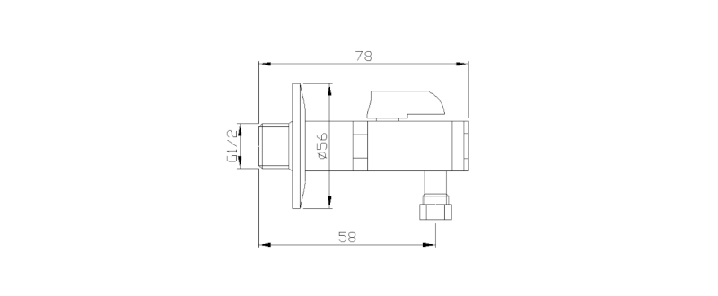 Rohový ventil s matkou, 1/2