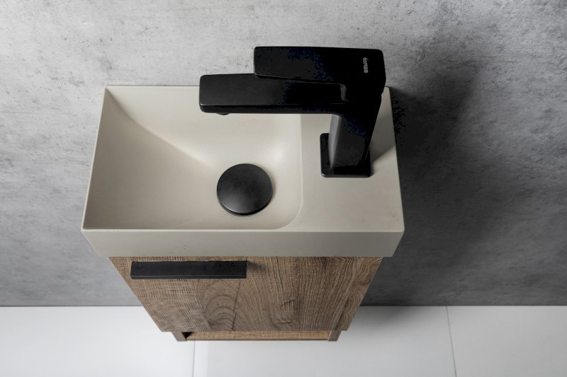 PICCOLINO betonové umývátko 30,8x17cm, baterie vpravo, písková mat PK30514