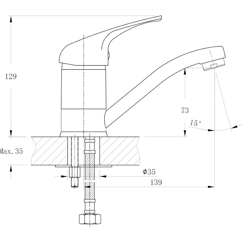 HOFFER stojánková umyvadlová baterie, otočné ramínko, chrom 424.001.1
