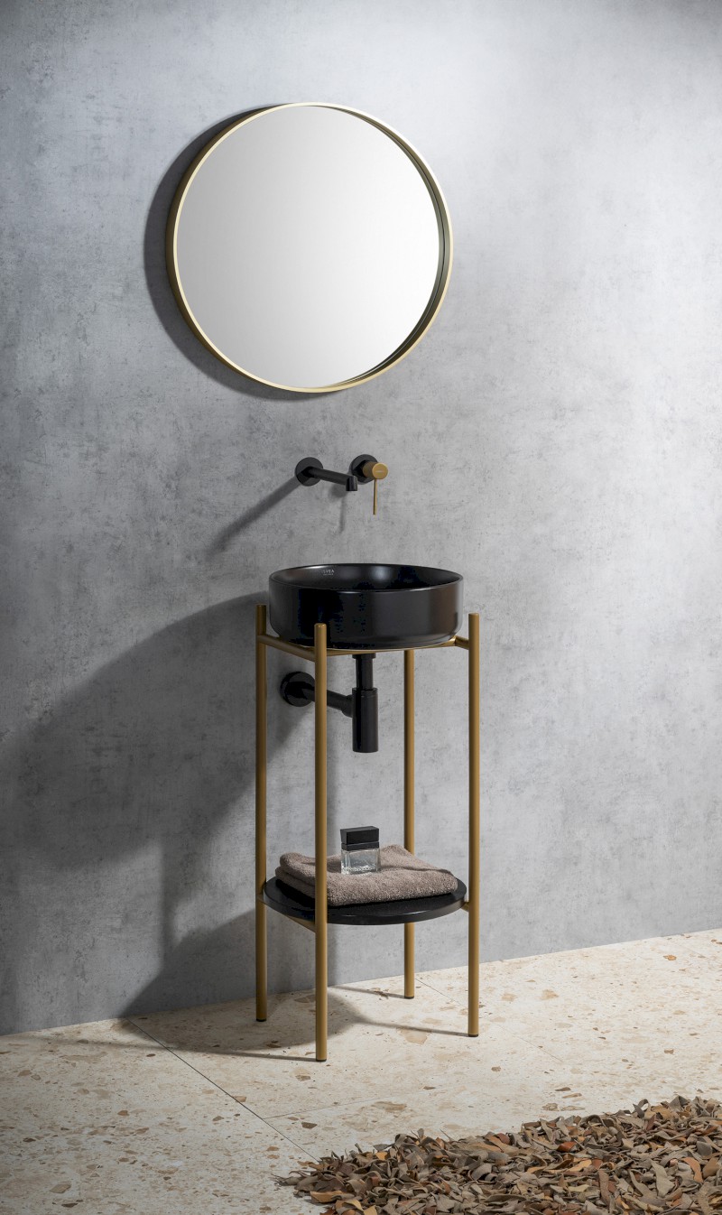 INFINITY ROUND keramické umyvadlo na desku, průměr 36cm, černá mat 10NF65036-2N