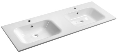 ARECA dvojumyvadlo, litý mramor, 141x51,5cm, bílá AC141