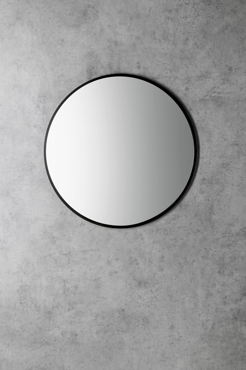 NOTION SLIM kulaté zrcadlo v rámu ø 50cm, černá mat NT500