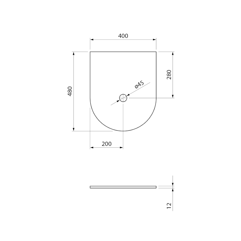 OASIS police ke stěně 40x48cm, kompozit, černá mat AS408-01
