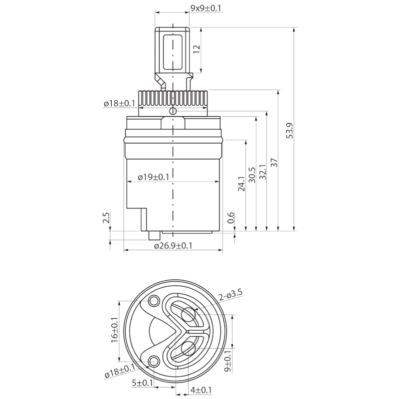 Směšovací kartuše 26mm, vysoká 521261