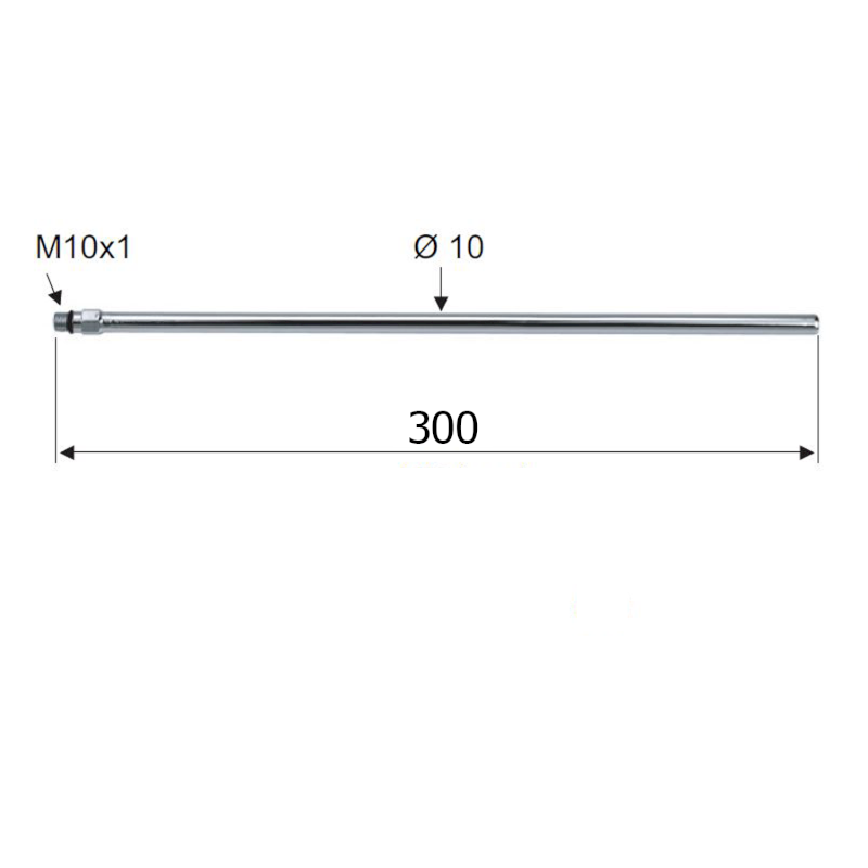 Pevná připojovací trubka 10mm-M10x1, 30 cm, zlato TUB35