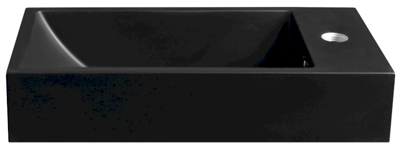 ARIANA umývátko, litý mramor, 50x25cm, baterie vpravo, černá mat SM016B