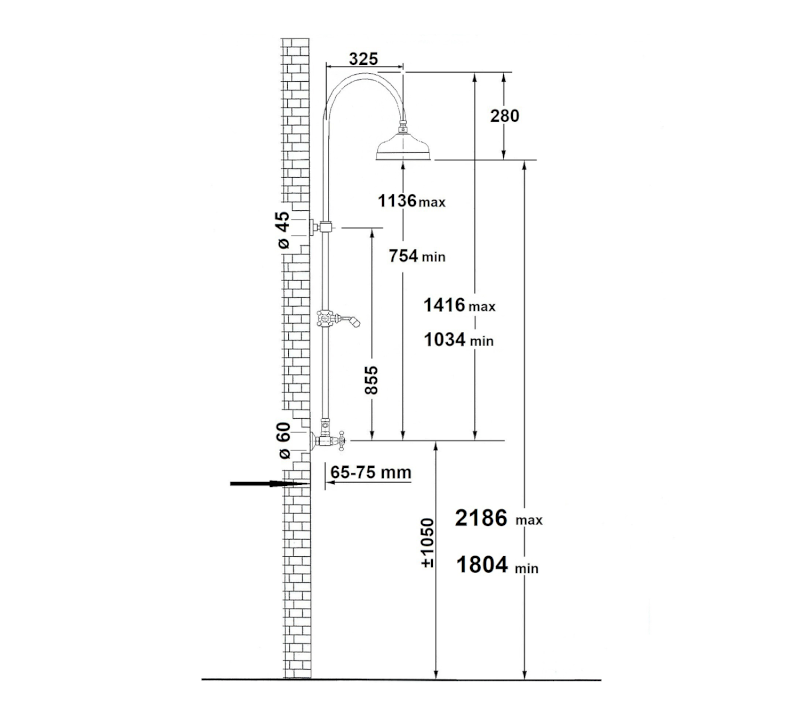 ANTEA sprchový sloup s termostatickou baterií, chrom SET041