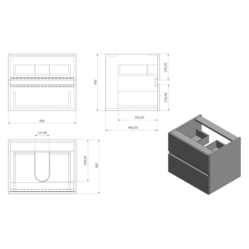 AVICE umyvadlová skříňka 60x50x48cm, bílá AV065-3030