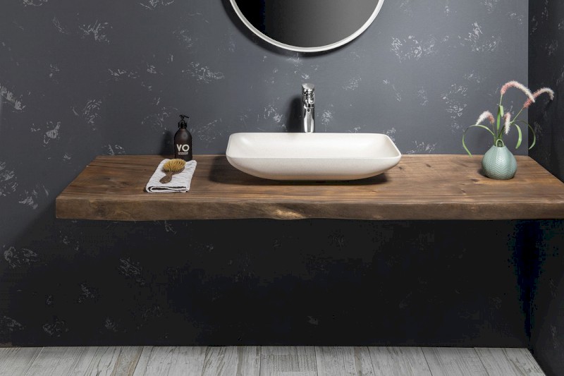 INFRANE betonové umyvadlo na desku, včetně výpusti, 57x37cm, bílý pískovec AR460