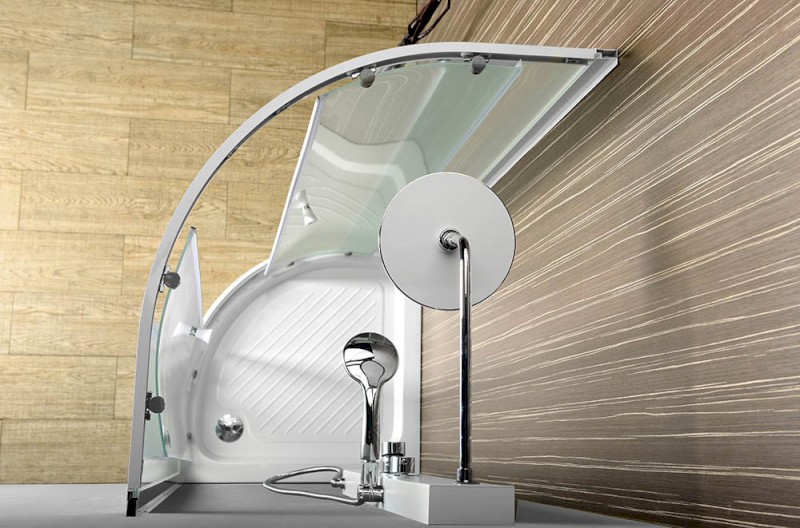 ARLEN čtvrtkruhová sprchová zástěna 800x800 mm, sklo BRICK BTR800