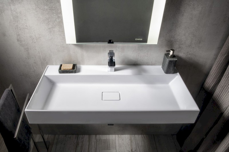 GODIVA umyvadlo, litý mramor, 96x44cm, bílá GU096