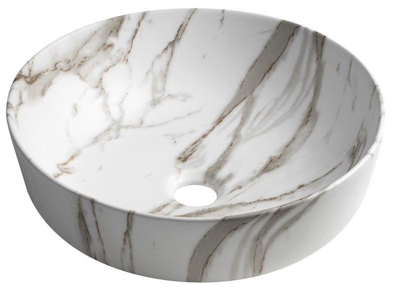 RONDEA keramické umyvadlo na desku Ø 41cm, bianco carrara AR445BC