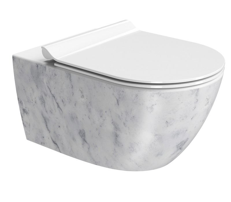 ALTACERAMICA závěsná WC mísa, Swirlflush, 36x55cm, mramor/bílá mat AC20135
