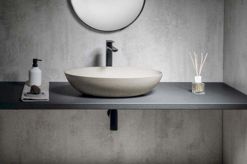 FORMIGO betonové umyvadlo na desku, 60x40cm, písková mat FG214