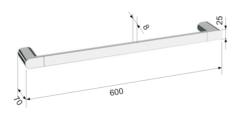FLORI držák ručníků 600mm, černá mat RF009/15
