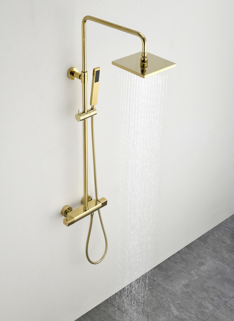 Sprchový sloup s termostatickou baterií, zlato SZ139