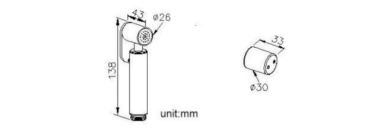Bidetová sprška kulatá, s držákem, chrom 1209-02