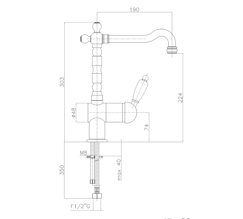 KIRKÉ WHITE stojánková dřezová baterie, bílá páčka, chrom KI14BC