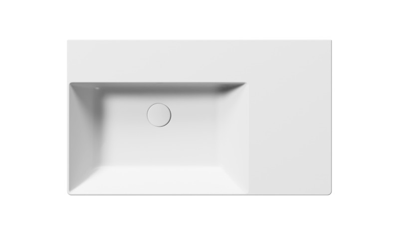 KUBE X keramické umyvadlo 80x47cm, s odkládací plochou vpravo, bez otvoru, bílá mat 9456009