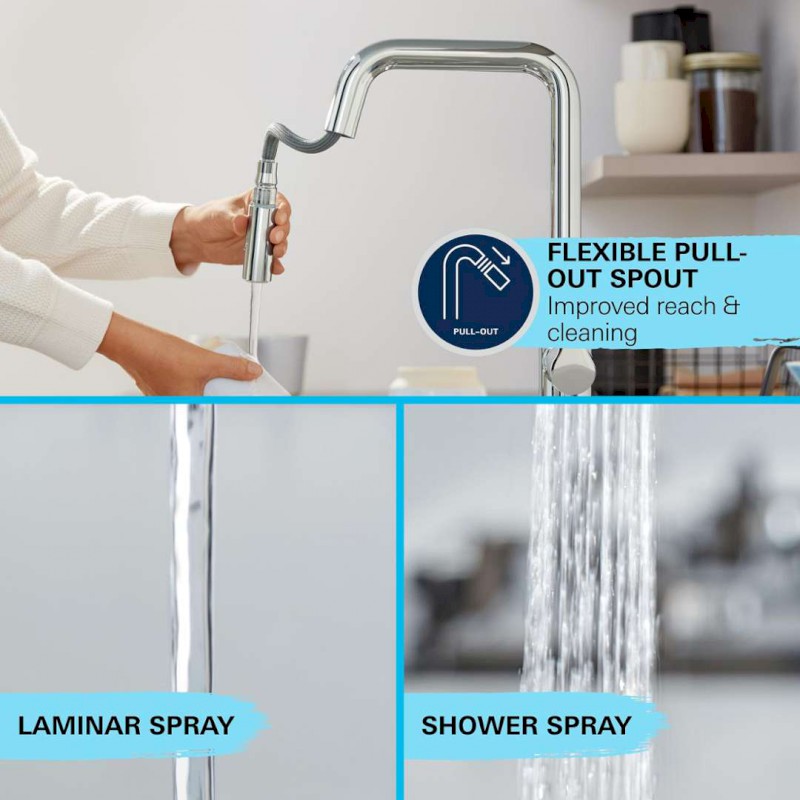 QuickFix Start Dřezová baterie s výsuvnou sprškou, matná černá GROHE 306312430