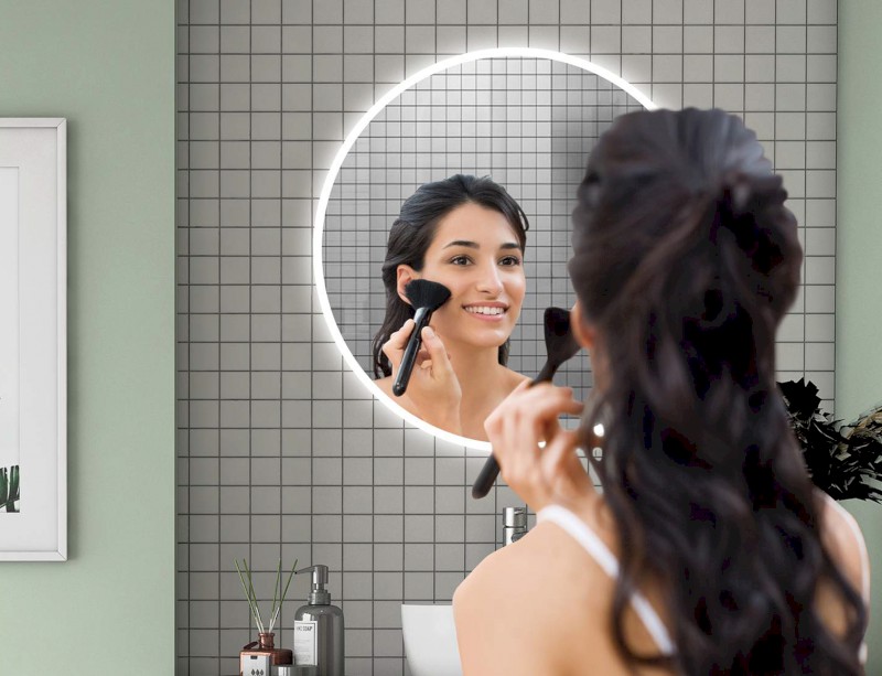 URSA kulaté zrcadlo s LED osvětlením ø 60cm, dotykový senzor, stmívatelné UR060