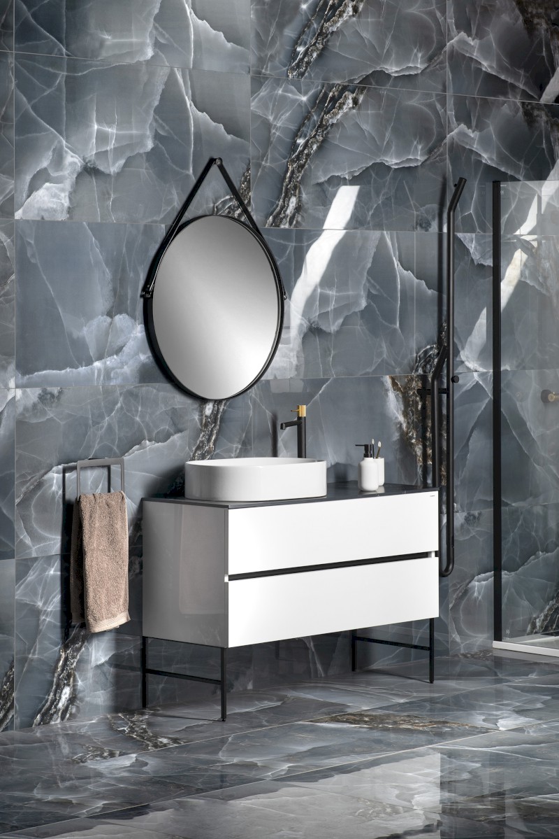 ODETTA umyvadlová skříňka 118x50x43,5cm, bílá lesk DT120-3030