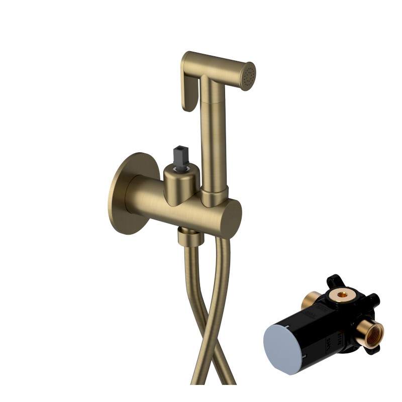 ULTRAMIX tělo podomítkové bidetové baterie se Stop sprškou, kulatá, zlato mat UT013G-1