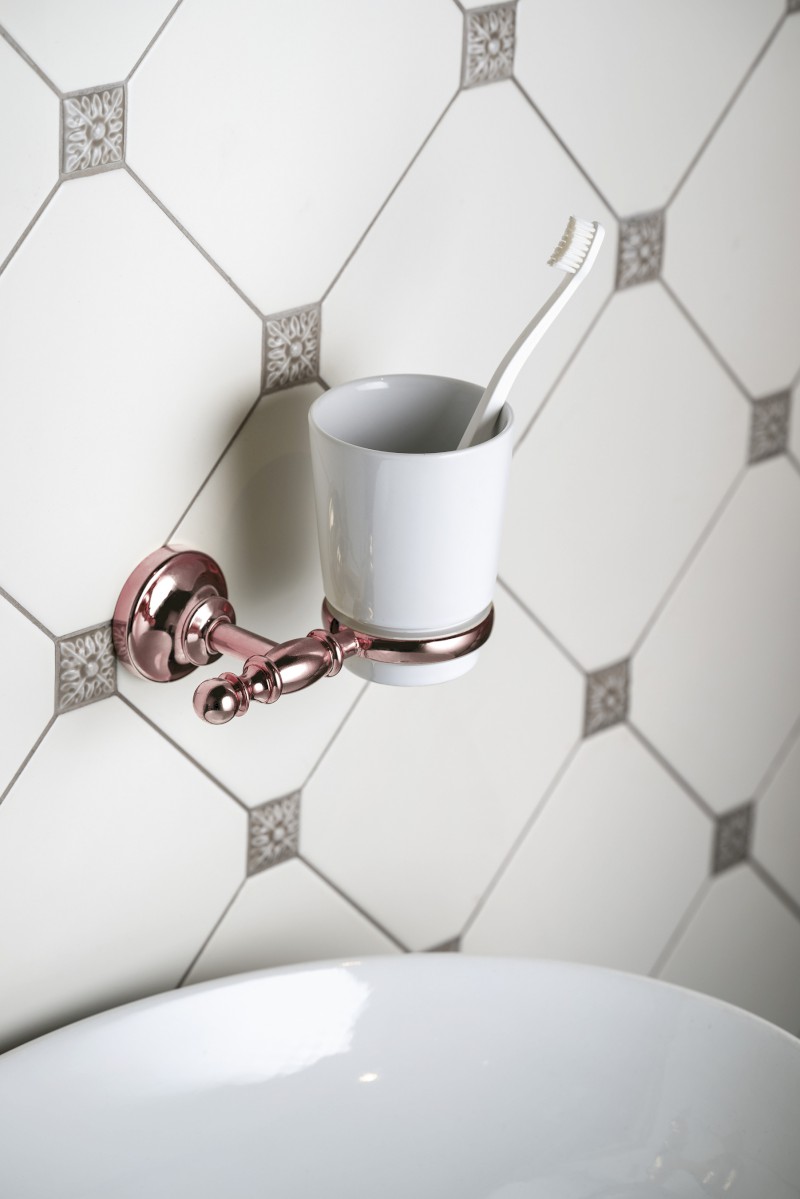 PERLA sklenka, keramika, růžové zlato PE1097