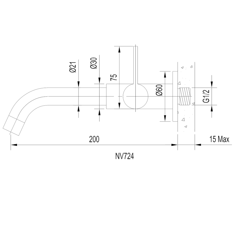 TORI nástěnný ventil, 1/2