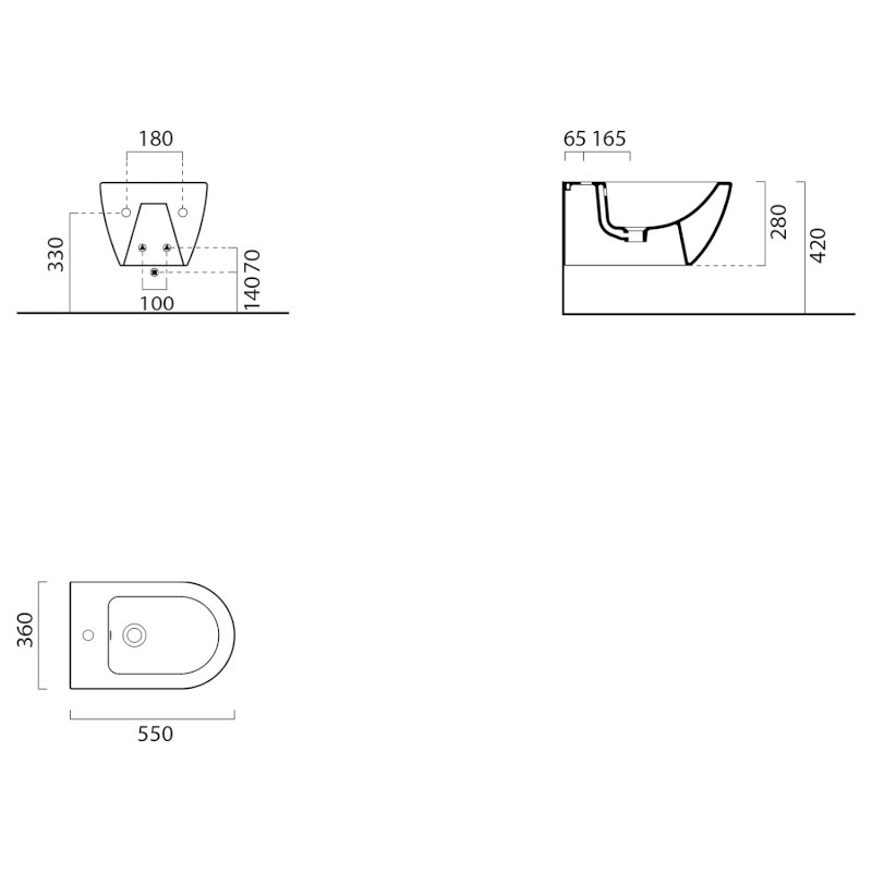 PURA bidet závěsný, 36x55cm, blush mat 8865124