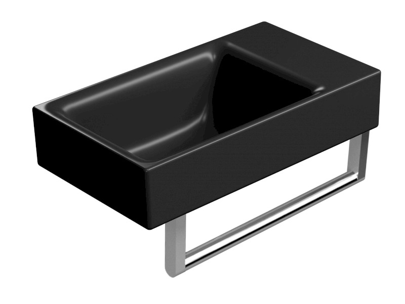 NUBES keramické umývátko 40x23cm, bez otvoru, pravé/levé, černá mat 9636026