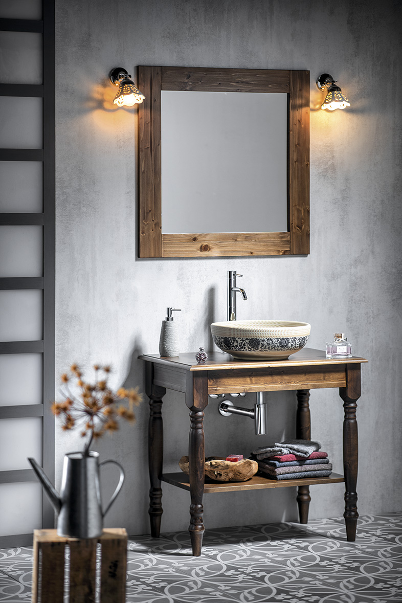 BRAND zrcadlo v dřevěném rámu 60x80cm, mořený smrk BA058S